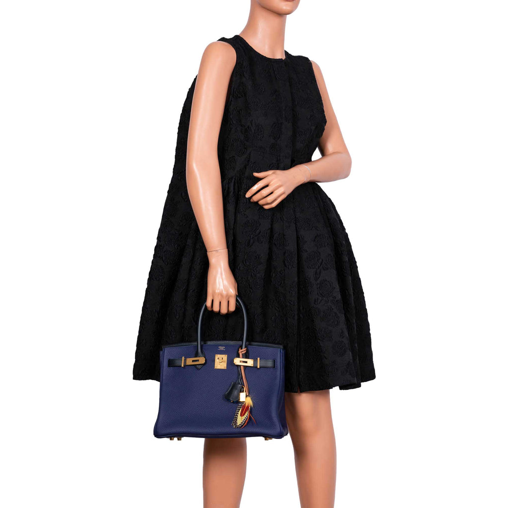 Hermès Birkin Touch 30 Bleu (Blue) Encre Sombrero & Bleu Obscur Taurillon Clemence Gold Hardware - 2020, Y