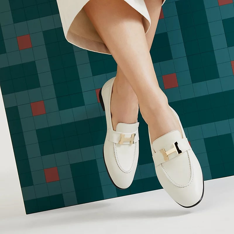 HERMÈS LADIES PARIS CALFSKIN LEATHER LOAFERS