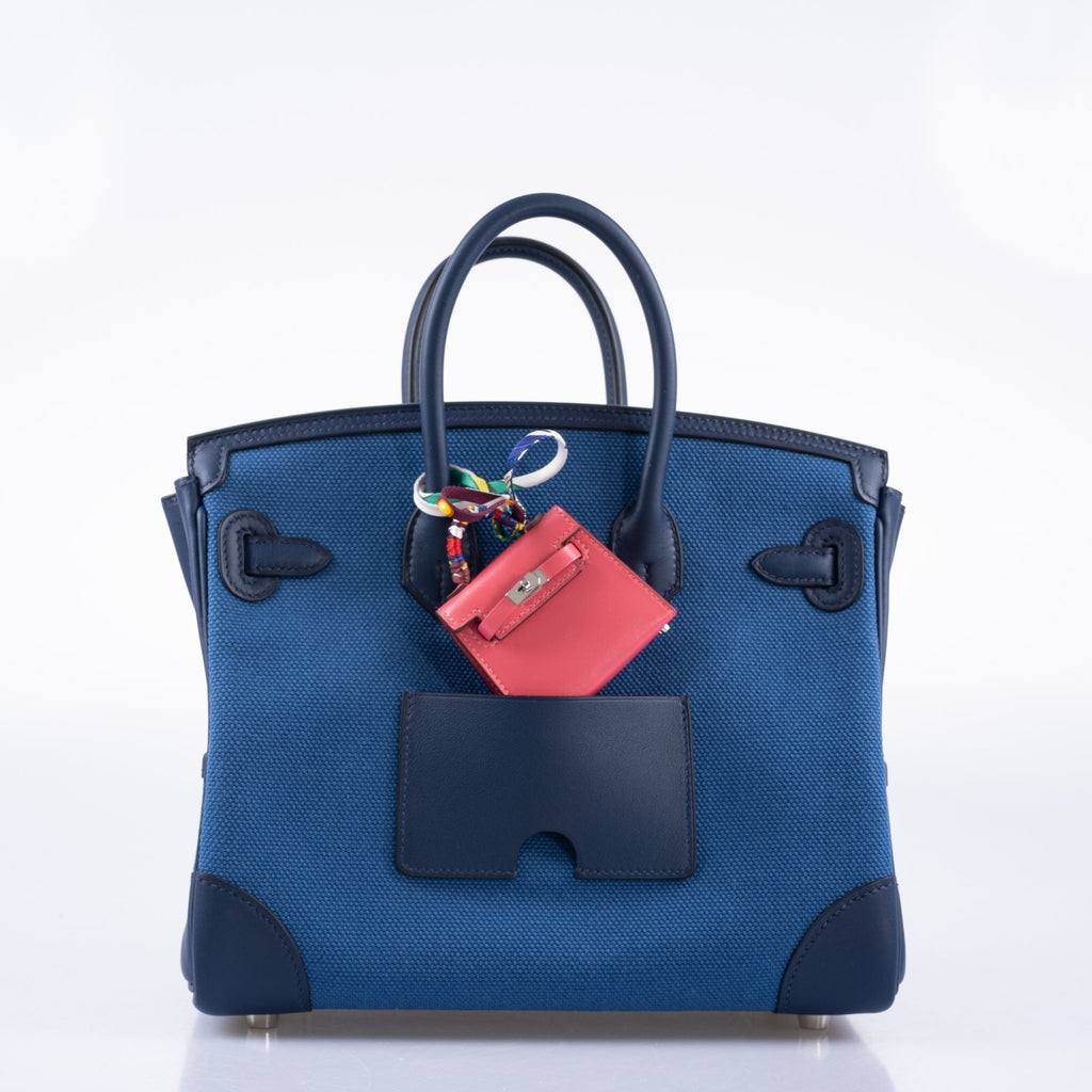Hermès Cargo Birkin 25 Blue Egee Toile Goeland & Navy Swift Palladium Hardware
