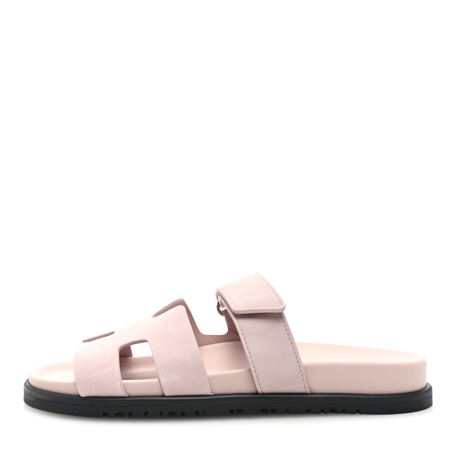 HERMÈS CHYPRE SUEDE ROSE PORCELAINE SANDALS