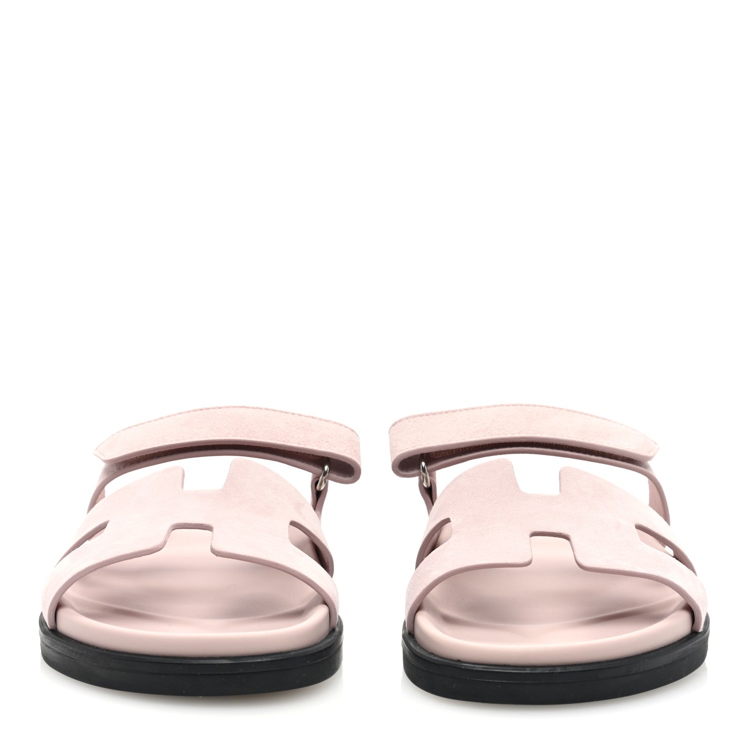 HERMÈS CHYPRE SUEDE ROSE PORCELAINE SANDALS