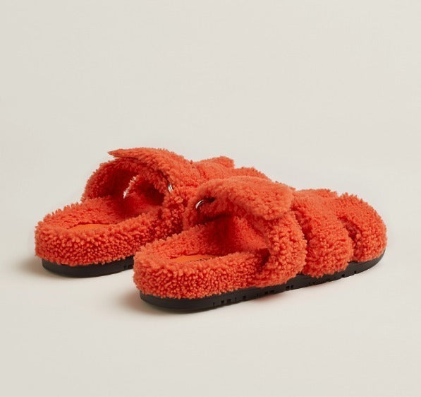 HERMÈS CHYPRE TECHNO WOOLSKIN SANDALS