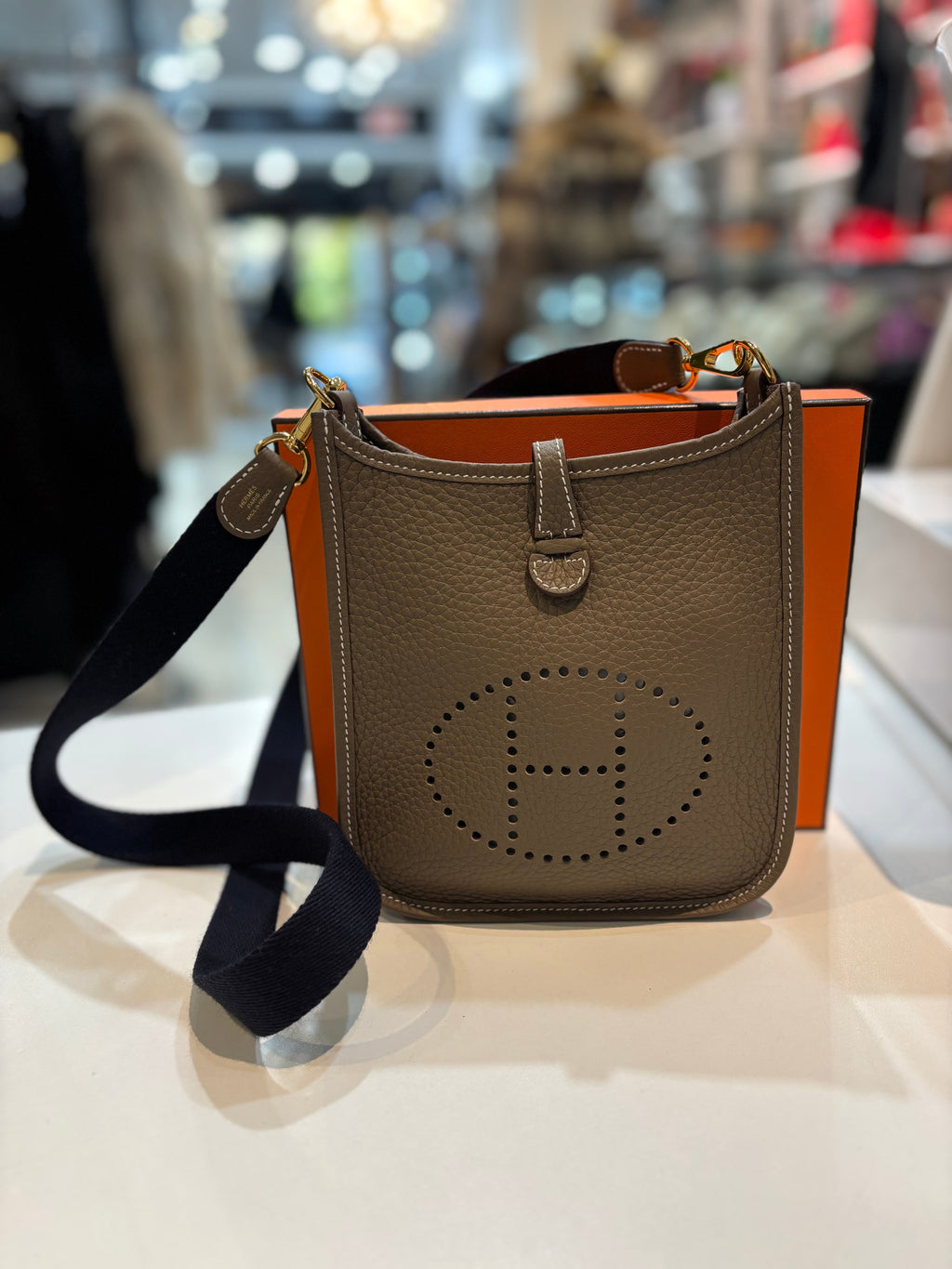 HERMÈS TAURILLON CLEMENCE AMAZONE EVELYNE TPM MINI BAG ETOUPE