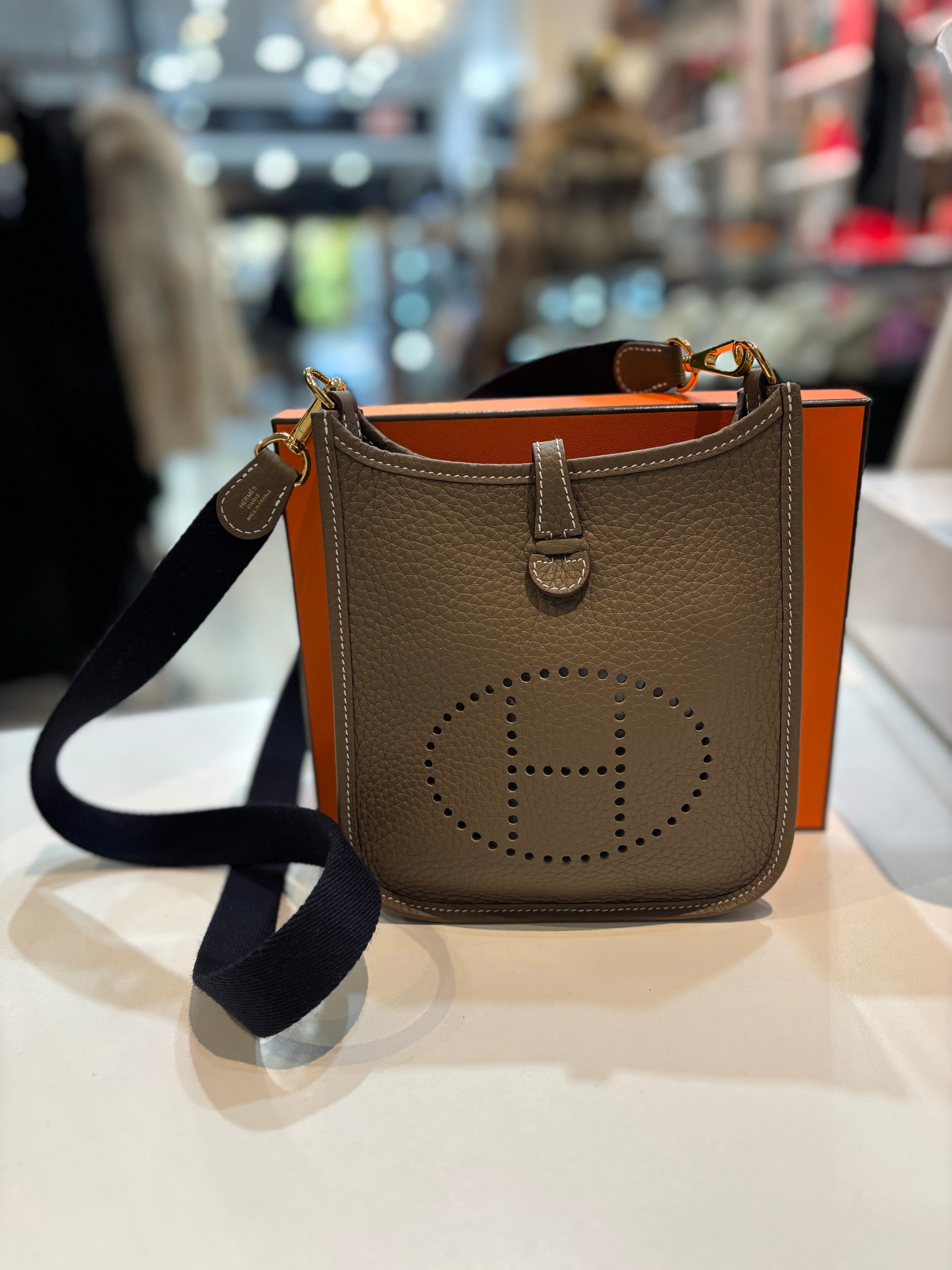 HERMÈS TAURILLON CLEMENCE AMAZONE EVELYNE TPM MINI BAG ETOUPE