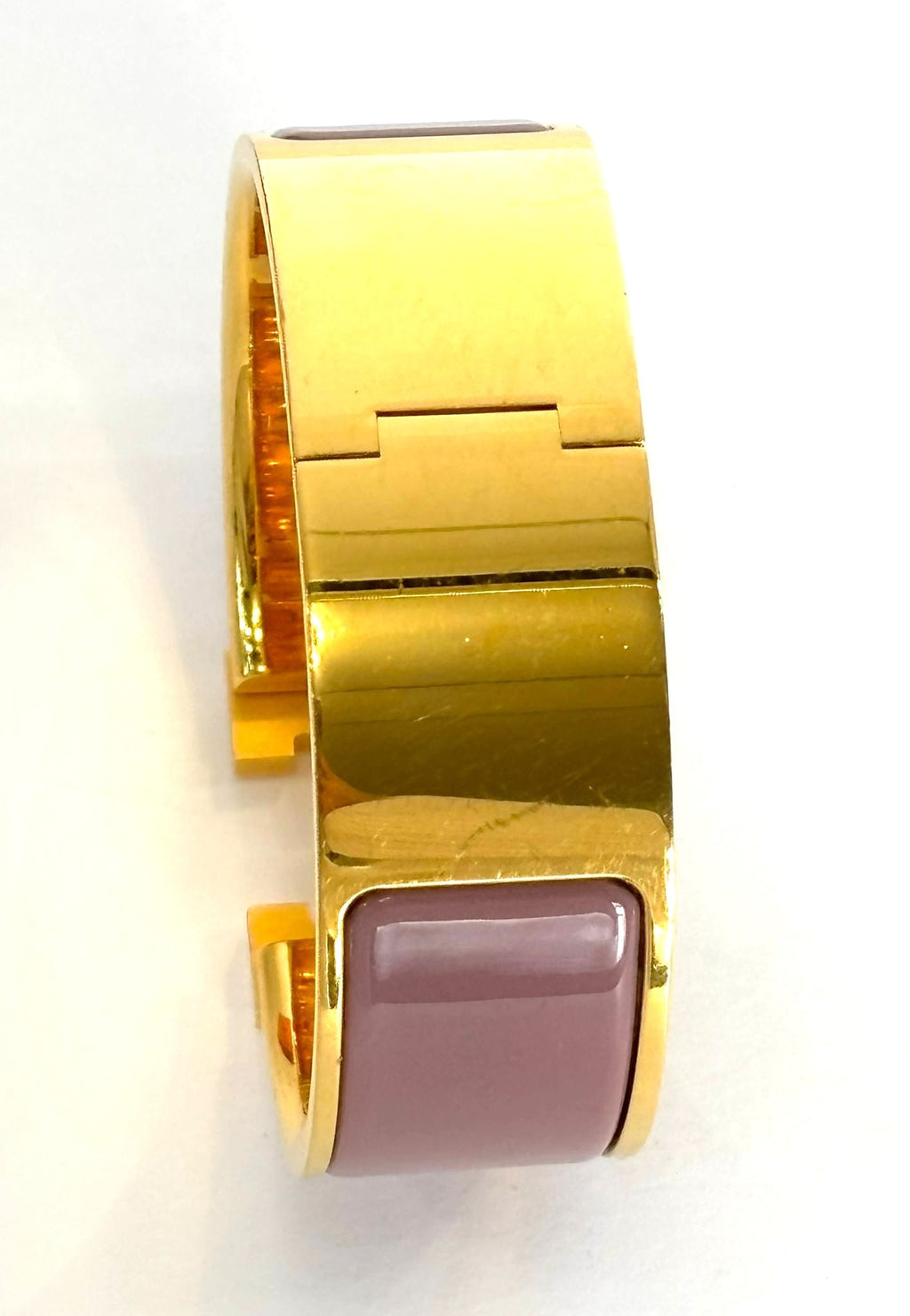 HERMÈS CLIC CLAC H ENAMEL WIDE GOLD PLATED CUFF BRACELET