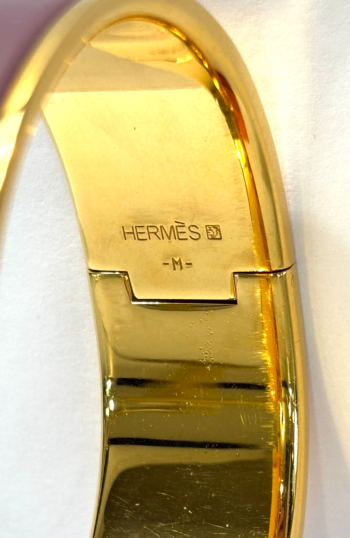 HERMÈS CLIC CLAC H ENAMEL WIDE GOLD PLATED CUFF BRACELET