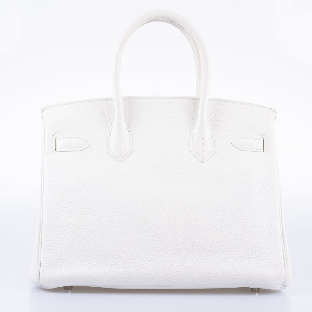 Hermès Club Birkin 30 White, Grey Clemence & Sanguine Lizard Palladium Hardware