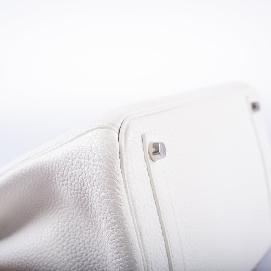 Hermès Club Birkin 30 White, Grey Clemence & Sanguine Lizard Palladium Hardware