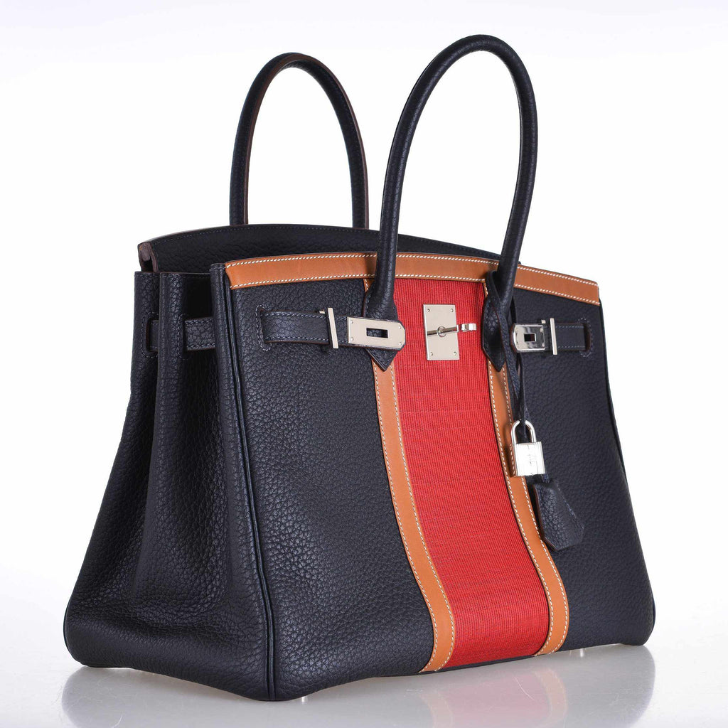 Hermès Club Birkin 35 Indigo Fjord, Barenia Leather & Crinoline Palladium Hardware - 2013, Q Square