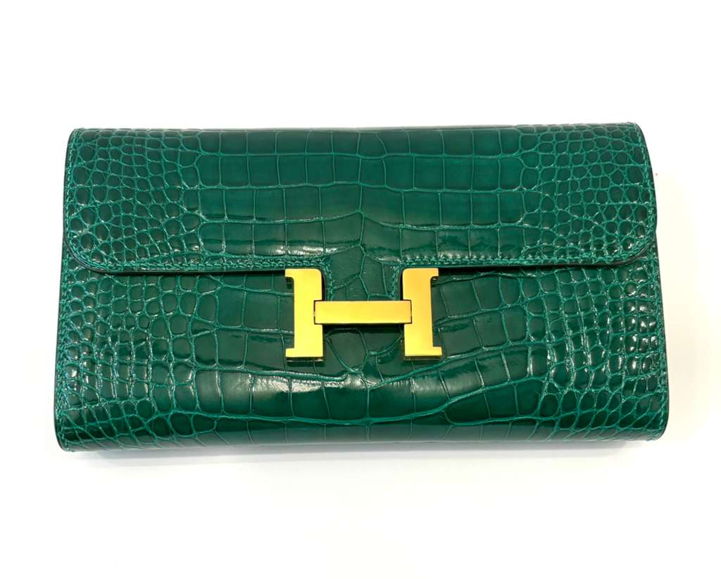 HERMÈS ALLIGATOR CROC LEATHER CONSTANCE LONG WALLET