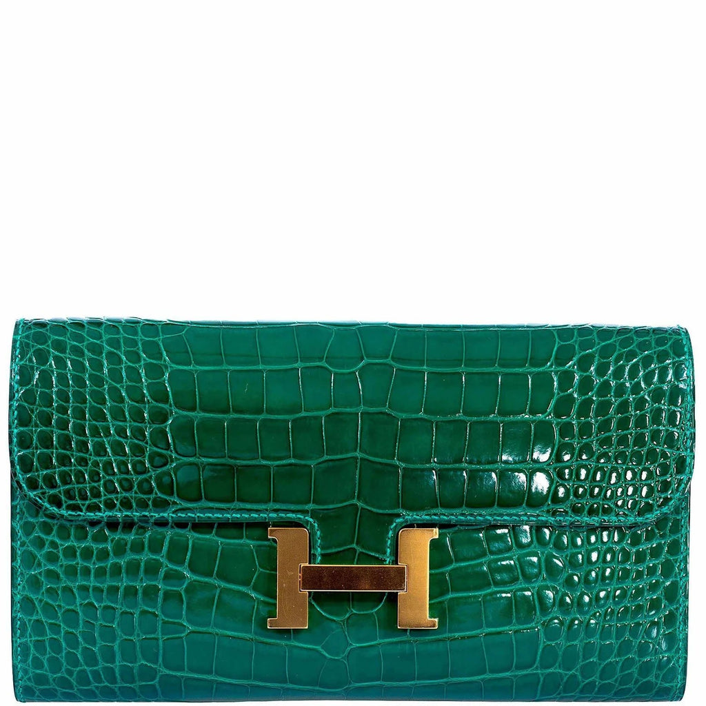HERMÈS ALLIGATOR CROC LEATHER CONSTANCE LONG WALLET