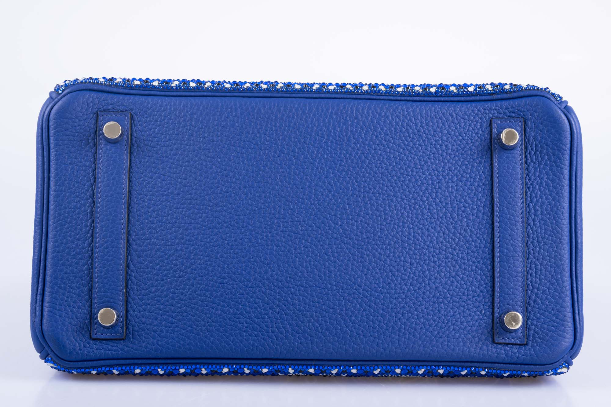 Hermès Custom Swarovski Crystal Cowgirl Bandana Birkin 30 Blue Togo Palladium Hardware
