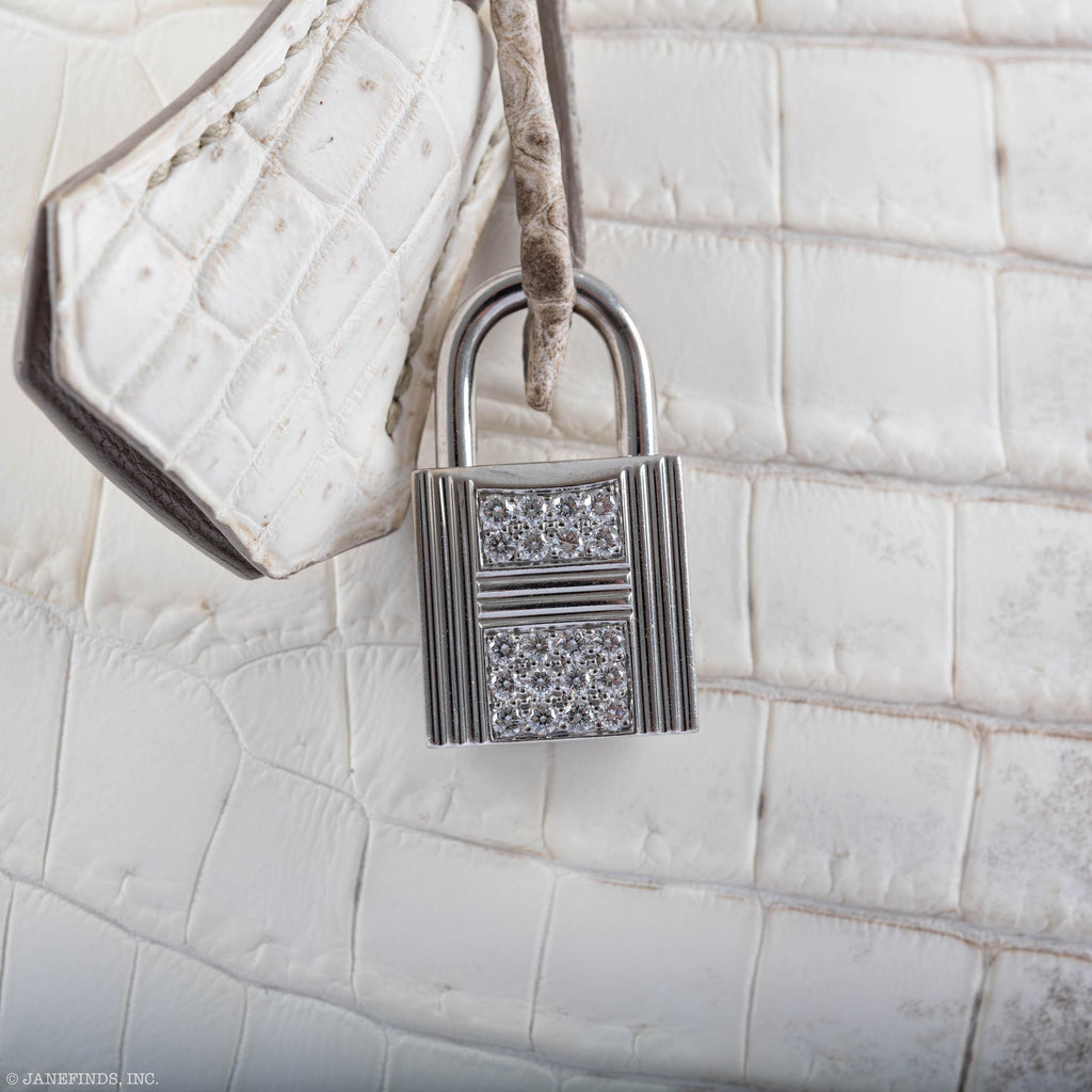 Hermès Diamond Himalaya Birkin 35 Matte Nilo Crocodile 18K White Gold Diamond Hardware