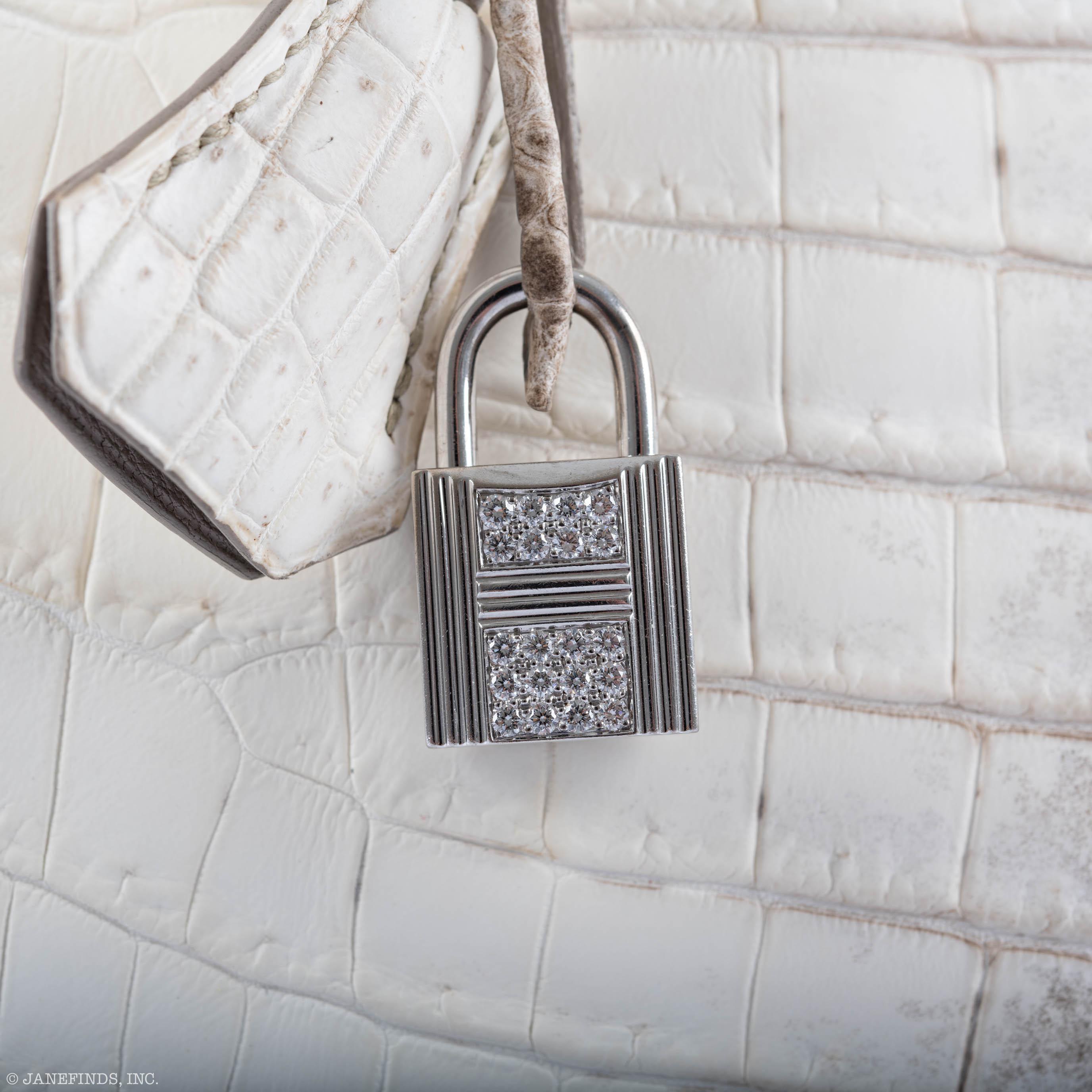 Hermès Diamond Himalaya Birkin 35 Matte Nilo Crocodile 18K White Gold Diamond Hardware