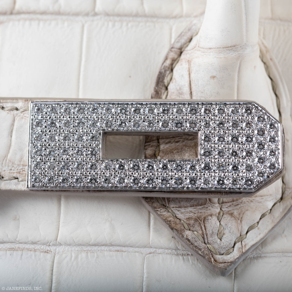 Hermès Diamond Himalaya Birkin 35 Matte Nilo Crocodile 18K White Gold Diamond Hardware