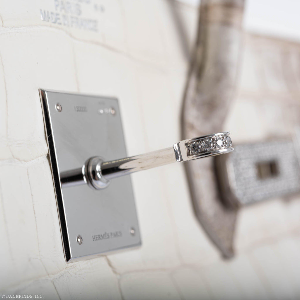 Hermès Diamond Himalaya Birkin 35 Matte Nilo Crocodile 18K White Gold Diamond Hardware