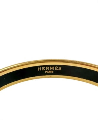HERMÈS ENAMEL CLOISONNE NARROW 18K GOLD PLATED BANGLE BRACELET PM