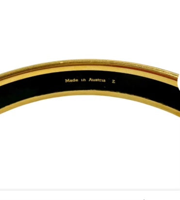 HERMÈS ENAMEL CLOISONNE NARROW 18K GOLD PLATED BANGLE BRACELET PM