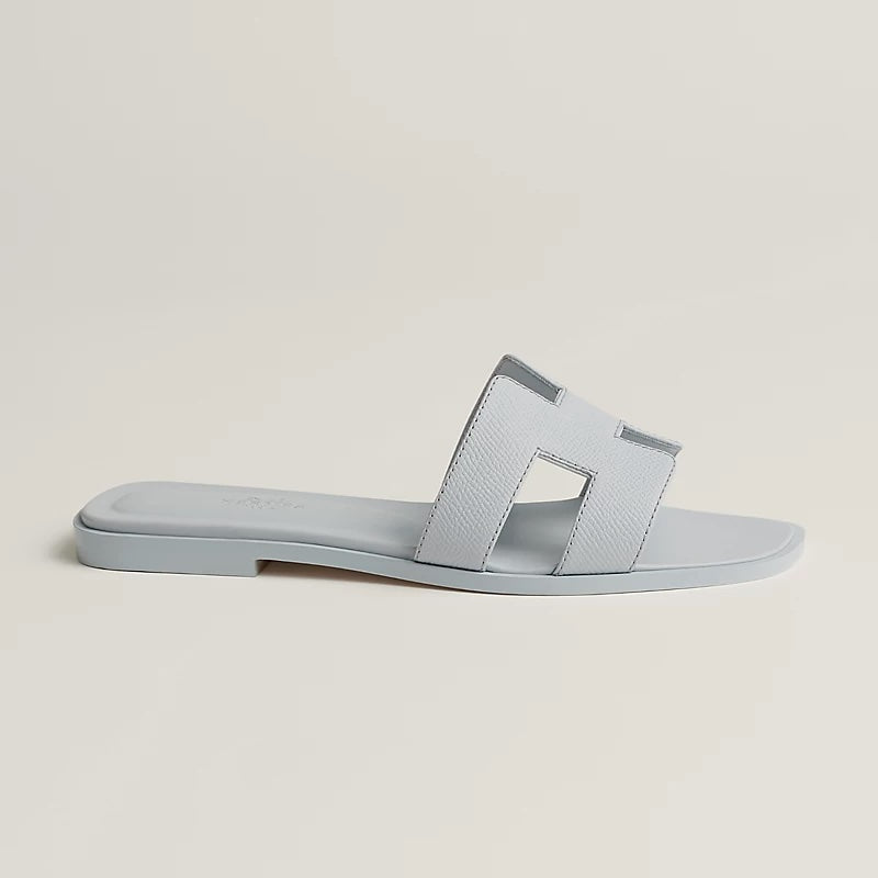 HERMÈS EPSOM CALFSKIN LEATHER ORAN H SANDALS MULES