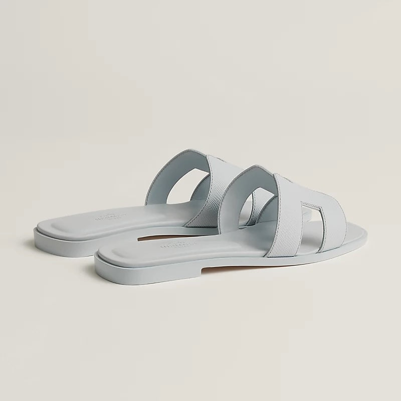 HERMÈS EPSOM CALFSKIN LEATHER ORAN H SANDALS MULES