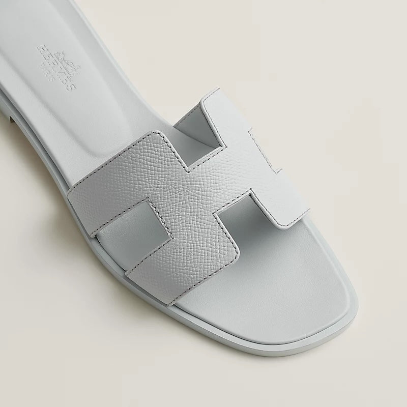 HERMÈS EPSOM CALFSKIN LEATHER ORAN H SANDALS MULES
