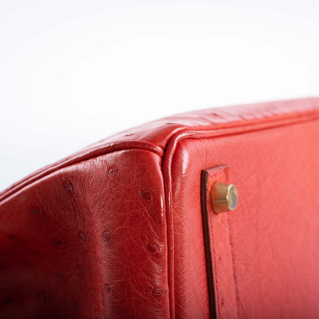 Hermès HAC Birkin 32 Rouge Vif Ostrich Gold Hardware