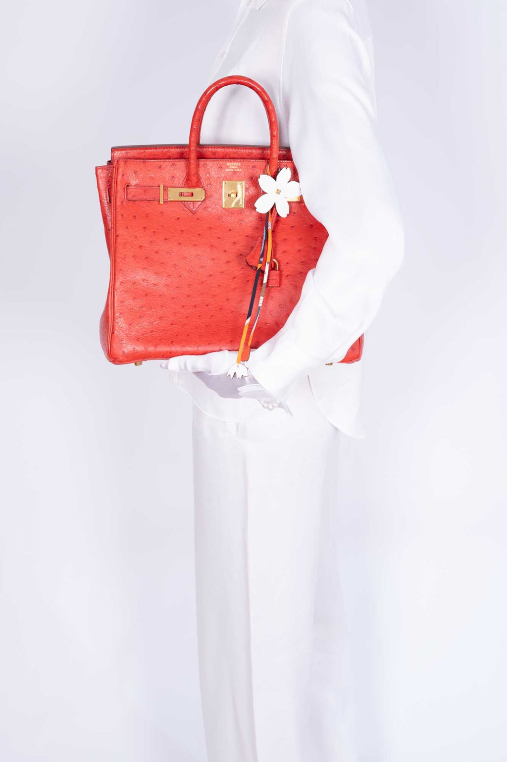 Hermès HAC Birkin 32 Rouge Vif Ostrich Gold Hardware