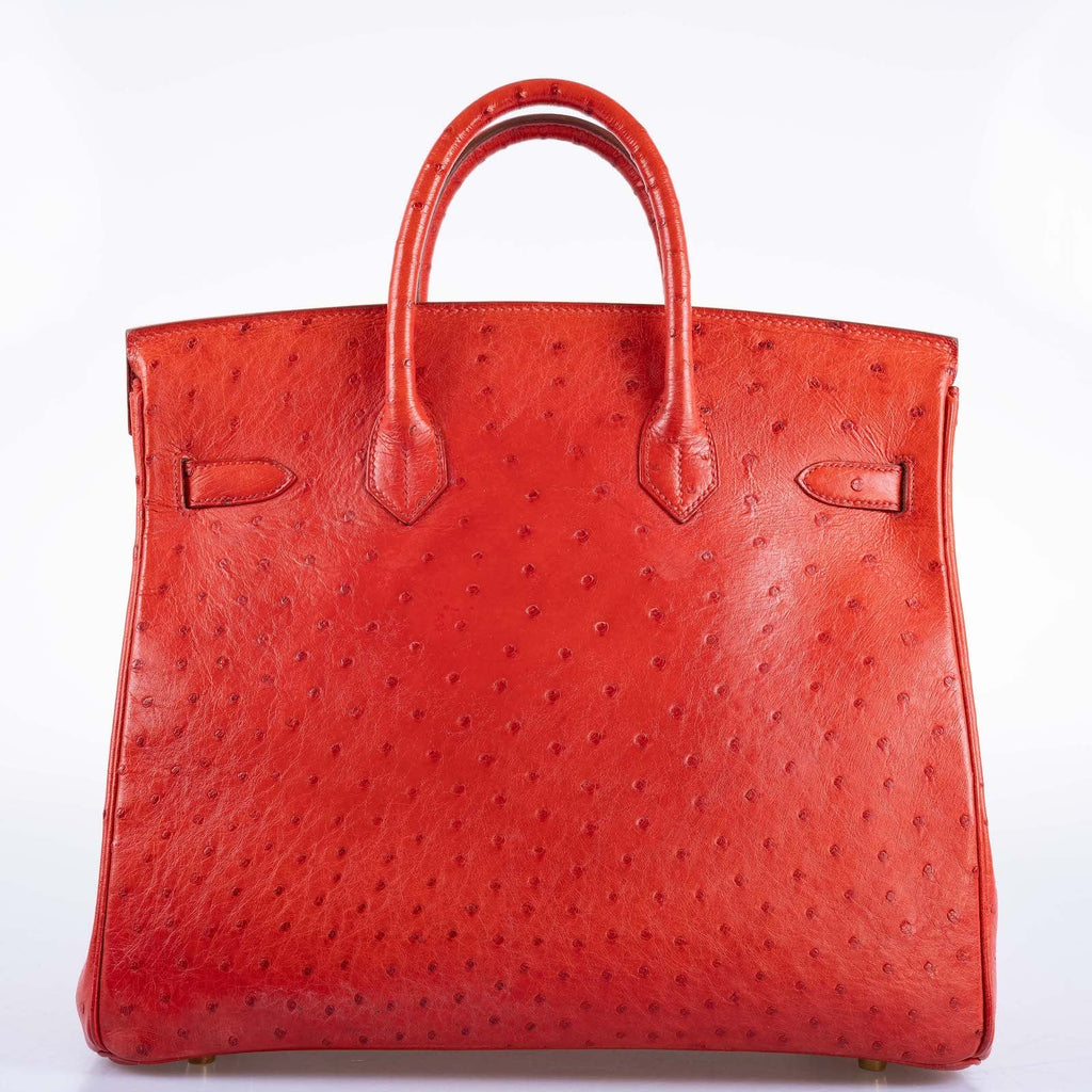 Hermès HAC Birkin 32 Rouge Vif Ostrich Gold Hardware