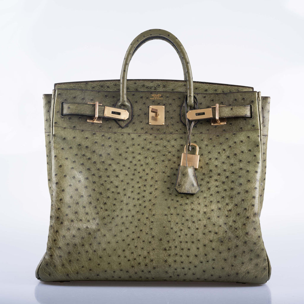 Hermès HAC Birkin 40 Vert Olive Ostrich Gold Hardware