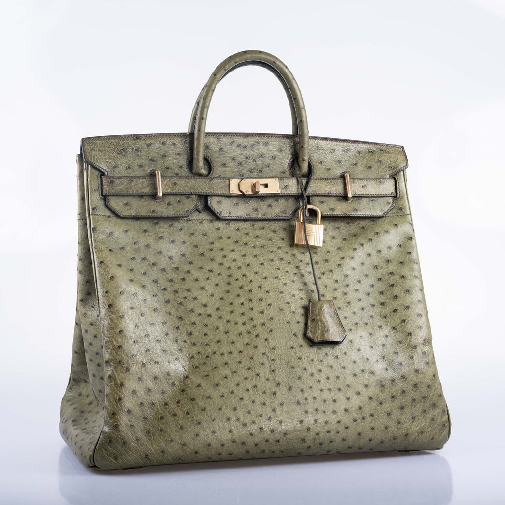 Hermès HAC Birkin 40 Vert Olive Ostrich Gold Hardware