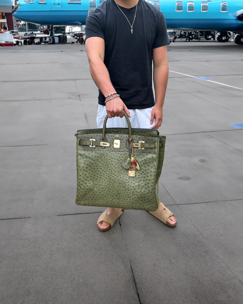 Hermès HAC Birkin 40 Vert Olive Ostrich Gold Hardware