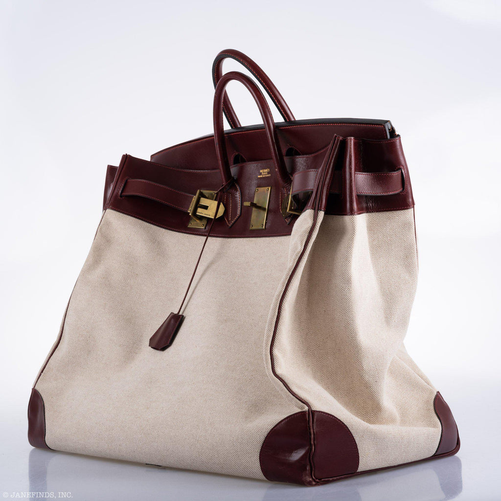 Hermès HAC Birkin 55 Toile & Rouge H Box with Gold Hardware - 1981, K Circle