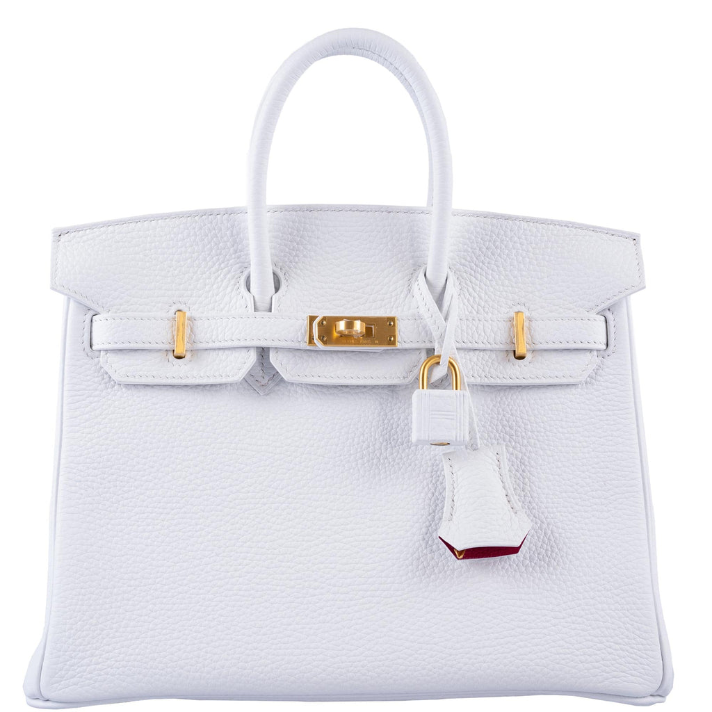 Hermès HSS Birkin 25 White Togo and Rose Pourpre Interior with Brushed Gold Hardware