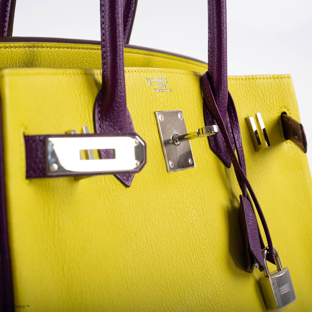 Hermès HSS Birkin 30 Lime and Anemone Chevre Palladium Hardware