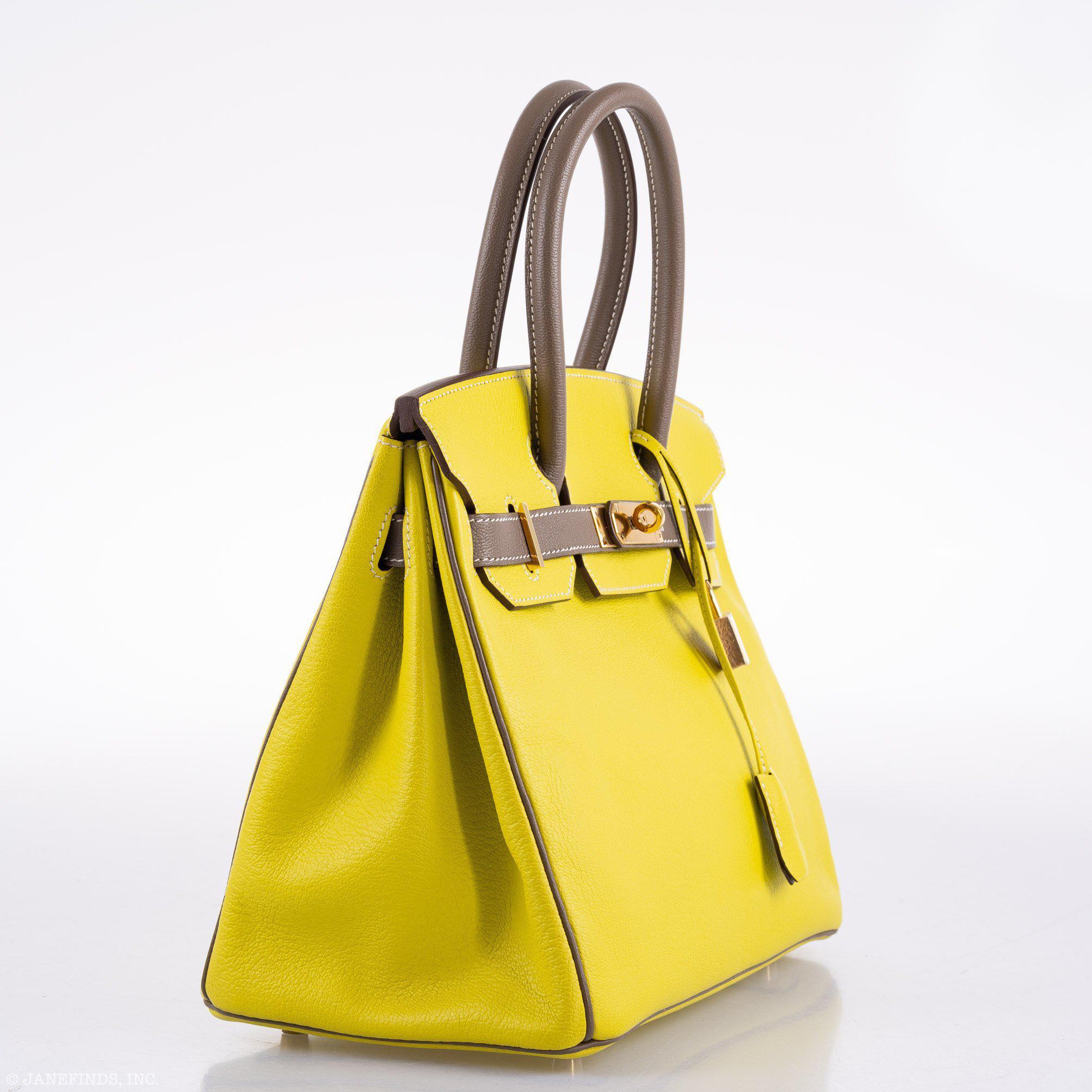 Hermès HSS Birkin 30 Lime and Etoupe Chevre Gold Hardware, 2013