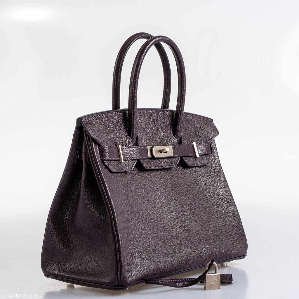 Hermès HSS Birkin 30 Raisin Chevre & Vert Anglais Brushed Palladium Hardware - 2015