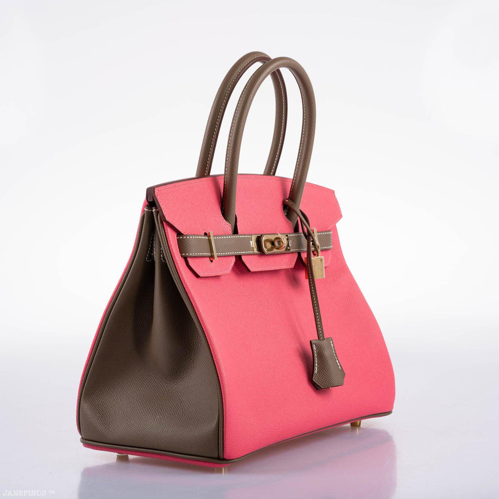 Hermès HSS Birkin 30 Rose Azalee & Etoupe Epsom with Permabrass Hardware - 2017, A