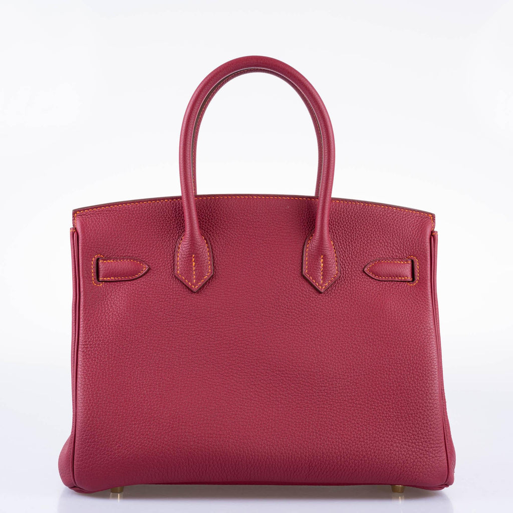 Hermès HSS Birkin 30 Rubis Togo & Orange H with Gold Hardware - 2015, T