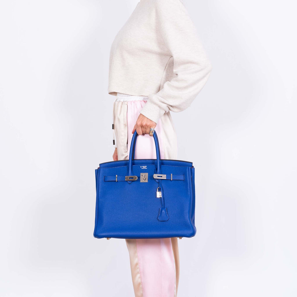 Hermès HSS Birkin 35 Bleu Electrique Togo & Fuchsia Palladium Hardware