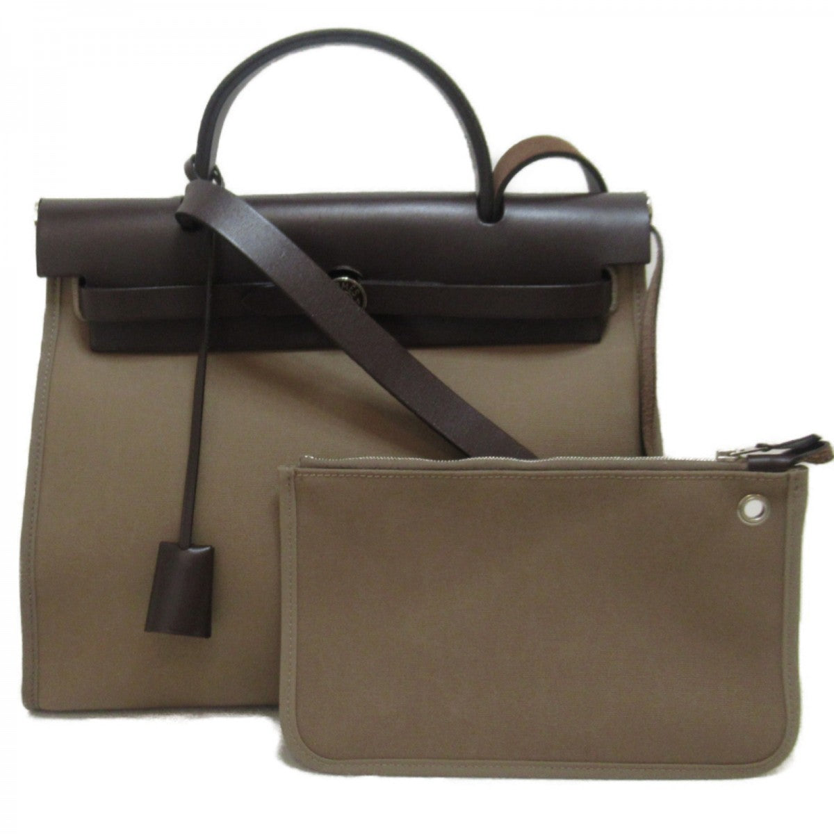 HERMÈS HERBAG ZIP RETOURNE 31 LEATHER PALLADIUM SHOULDER BAG