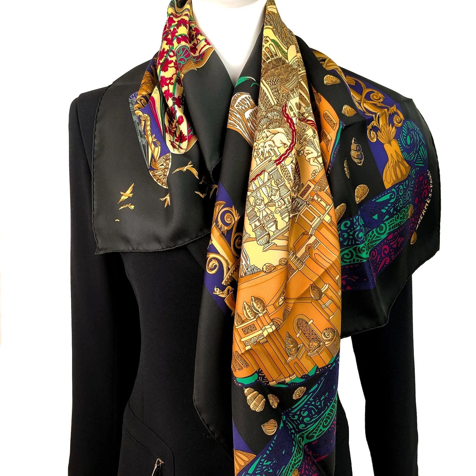 HERMÈS L'ATLANTIDE VINTAGE SILK SCARF BY ANNIE FAIVRE
