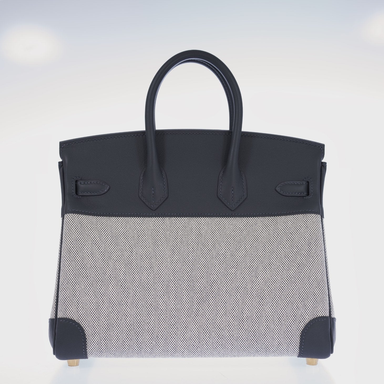 Hermès Limited Edition Birkin 25 in Écru and Ardoise Toile H and Veau Swift Gold Hardware