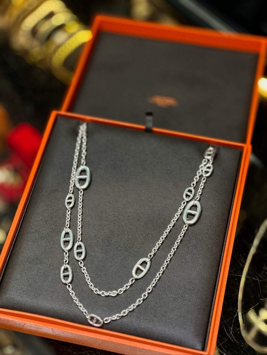 HERMÈS FARANDOLE STERLING SILVER LONG NECKLACE
