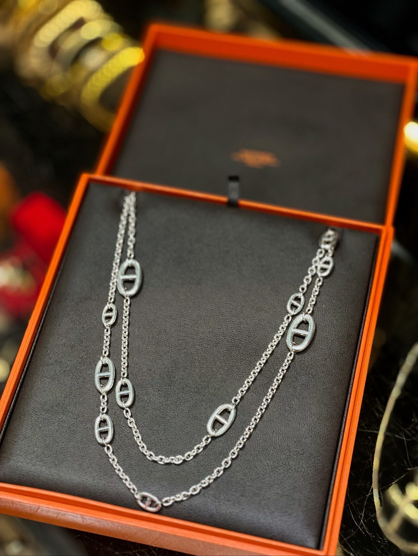 HERMÈS FARANDOLE STERLING SILVER LONG NECKLACE