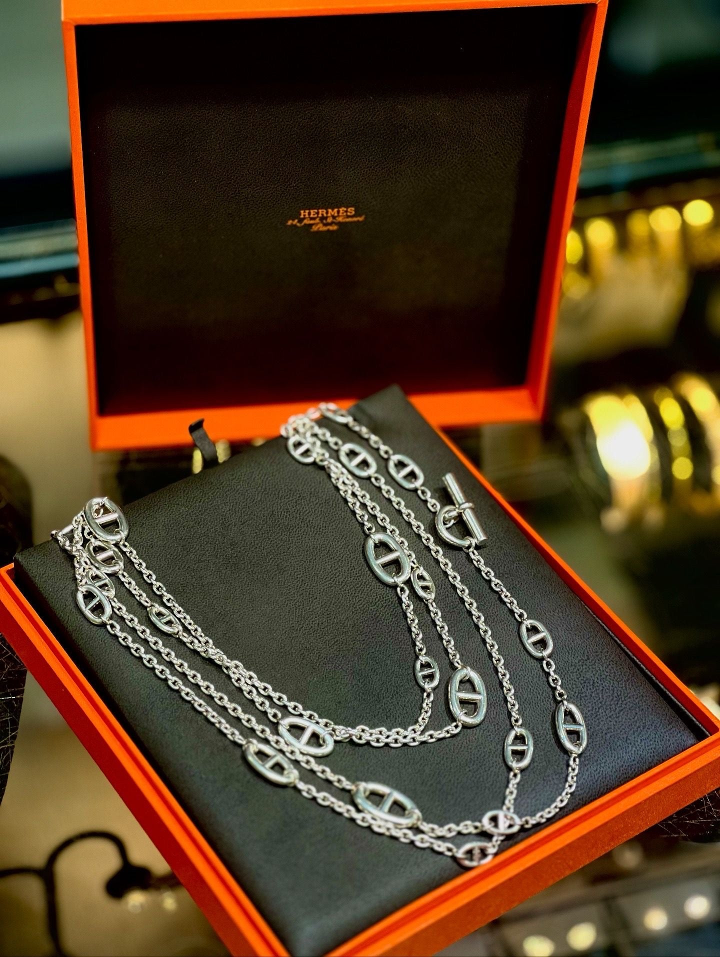 HERMÈS FARANDOLE STERLING SILVER LONG NECKLACE