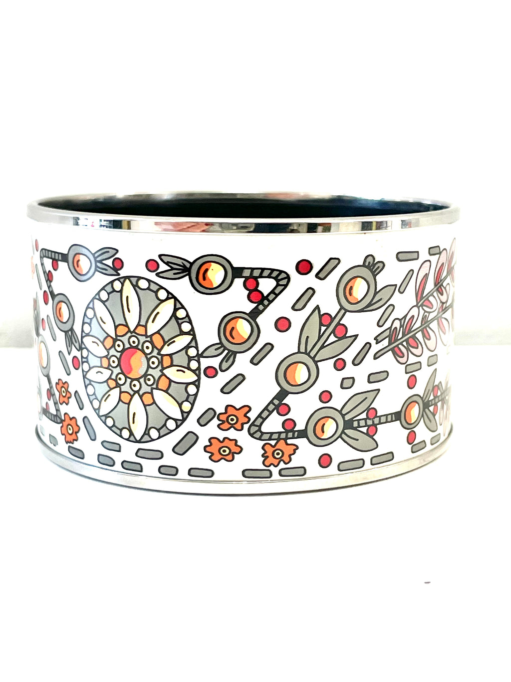 HERMÈS PALLADIUM PLATED ENAMEL WIDE MARWARI BRACELET