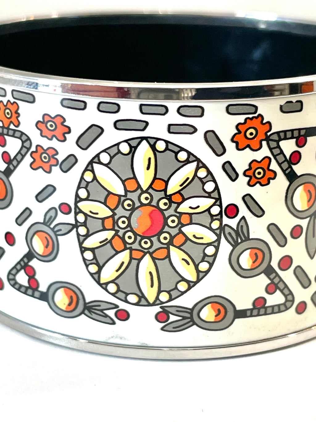 HERMÈS PALLADIUM PLATED ENAMEL WIDE MARWARI BRACELET