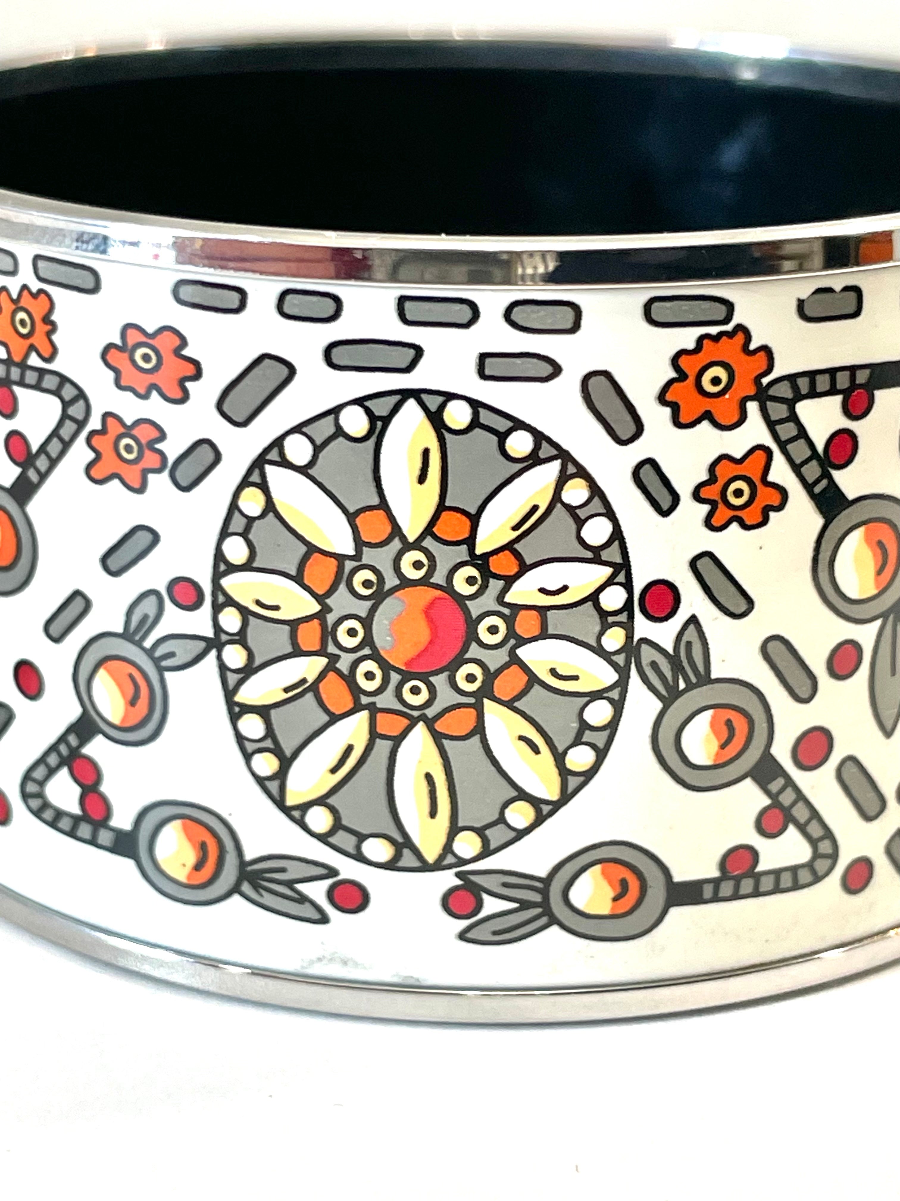 HERMÈS PALLADIUM PLATED ENAMEL WIDE MARWARI BRACELET