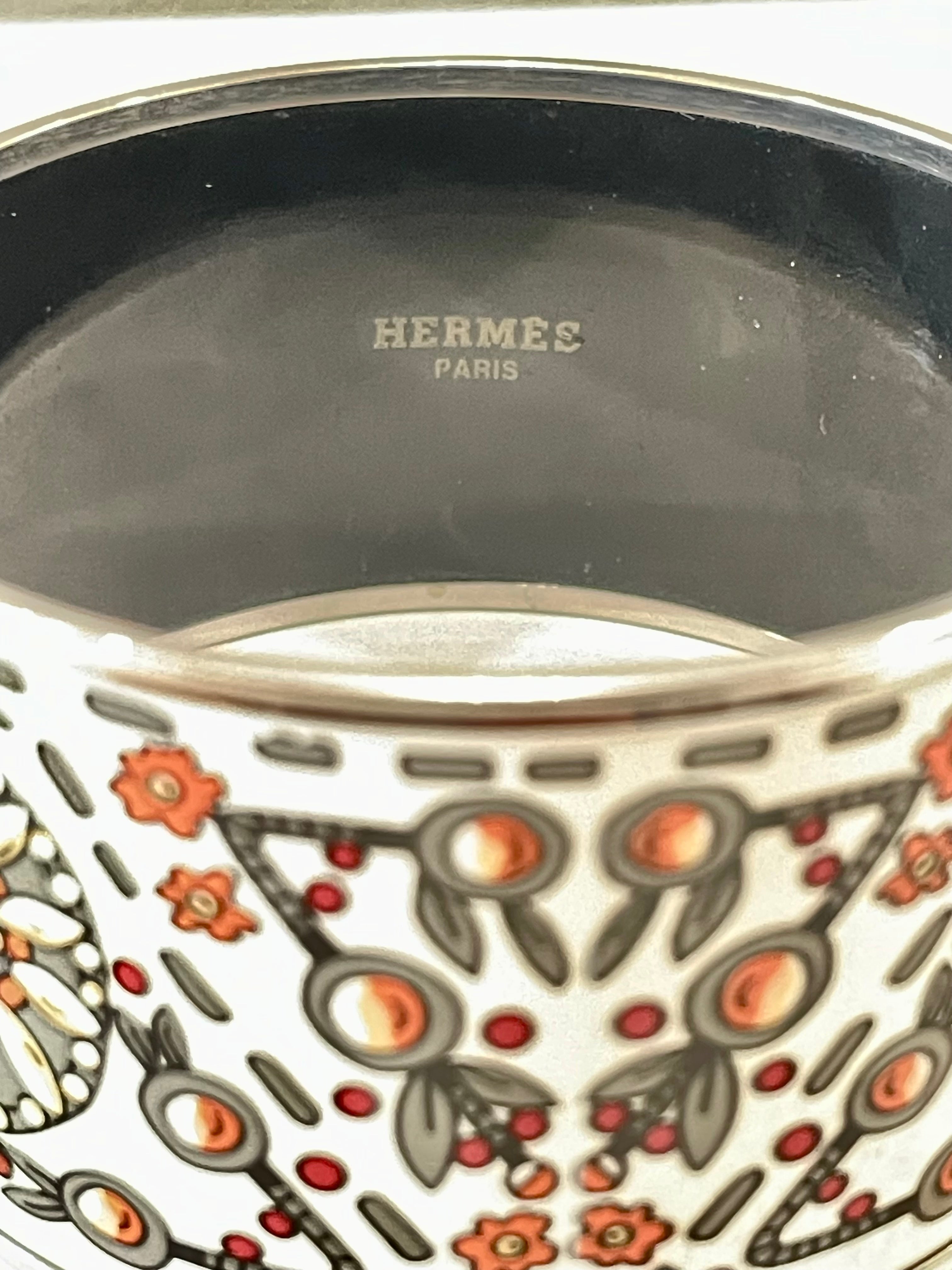 HERMÈS PALLADIUM PLATED ENAMEL WIDE MARWARI BRACELET