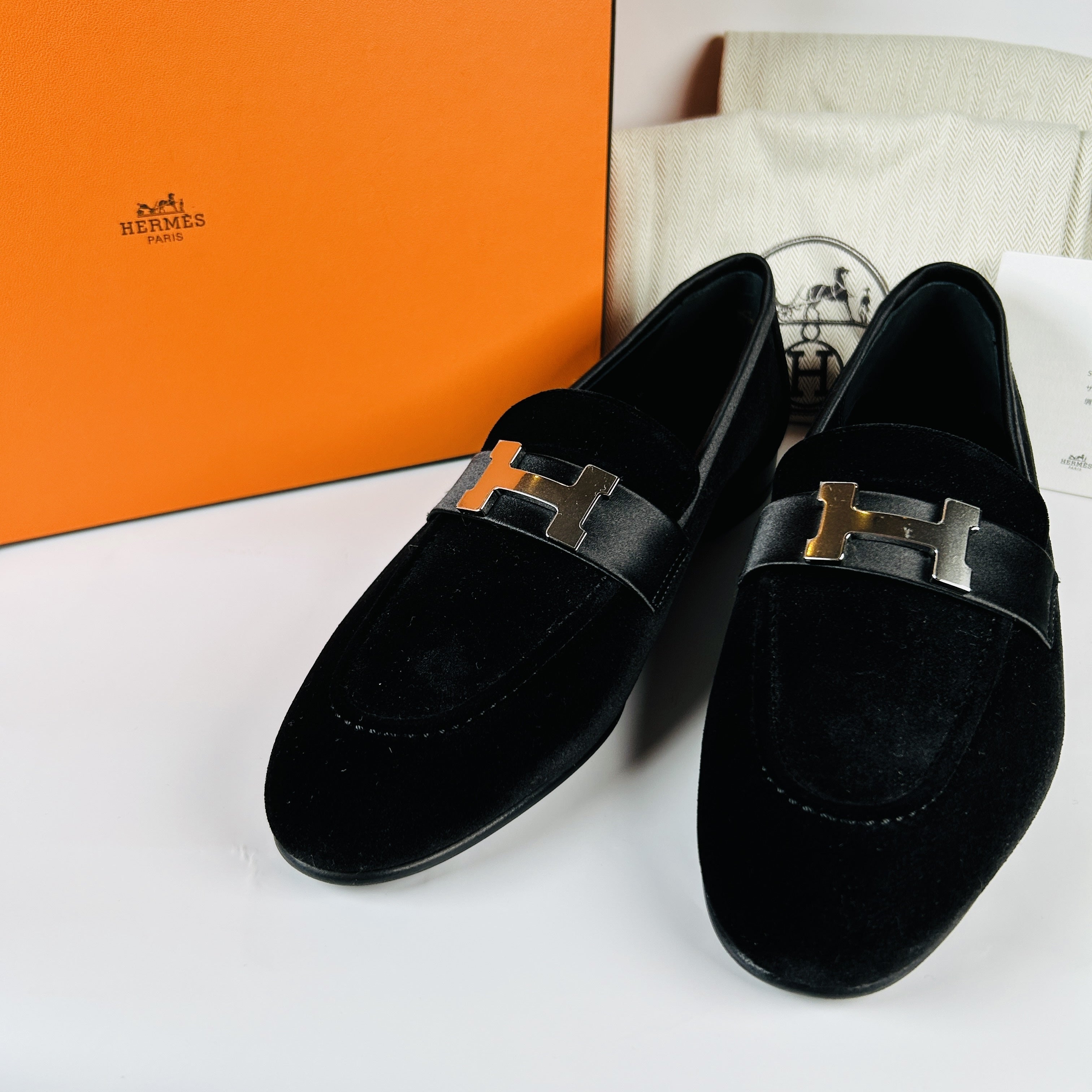 HERMÈS PARIS VELVET LOAFERS